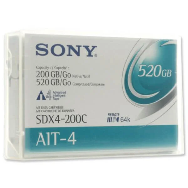 Sony AIT-4 (200/520) GB P/N SDX4-200C
The Sony AIT-4 200/520 is the perfect storage solution for massive amounts of data. The Sony AIT-4 tape cartridge is of the highest quality and offers an amazingly efficient means for data backups and data recovery.