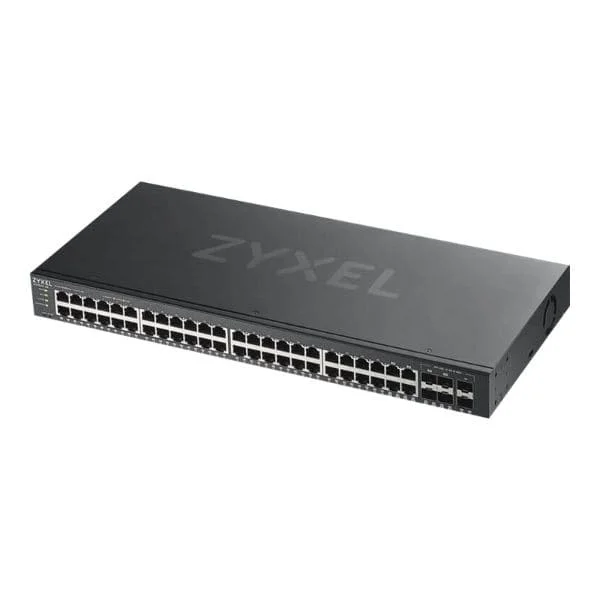 GS1920-48v2, 50 Port Smart Managed Switch 44x Gigabit Copper and 4x Gigabit dual pers., hybrid mode, standalone or NebulaFlex Cloud
