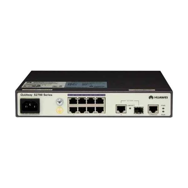 S2700-9TP-EI-AC Mainframe(8 Ethernet 10/100 ports, 1 dual-purpose 10/100/1000 or SFP, AC 110/220V) 