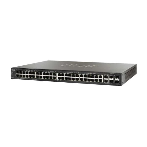 50 10/100/1000 ports (48 PoE+ ports with 375W power budget), 2 combo mini-GBIC ports